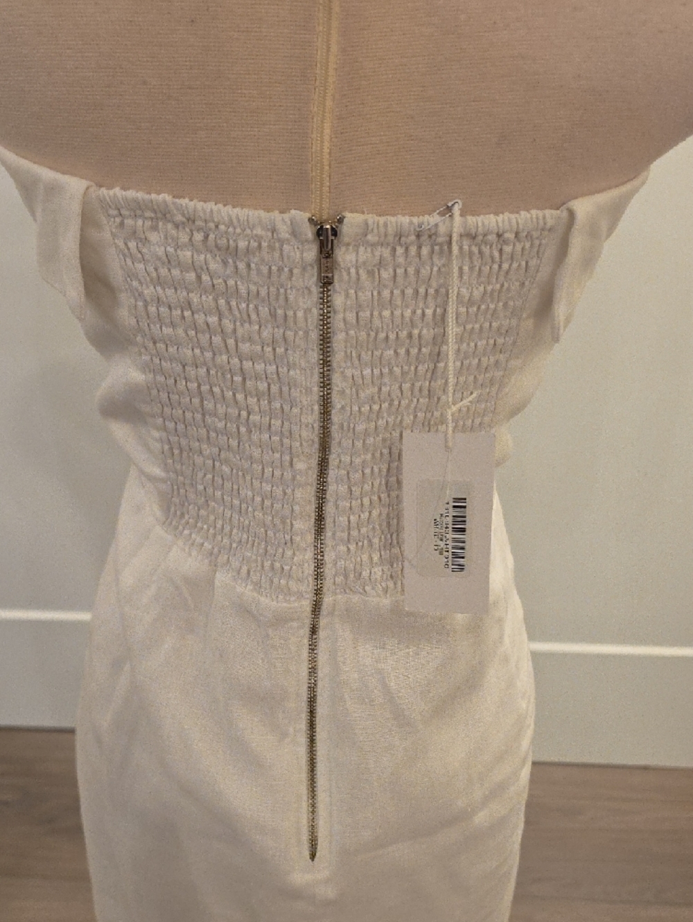 Reformation White Linen Strapless Midi Dress with Side Slit size 10 new with tag - Picture 6 of 12